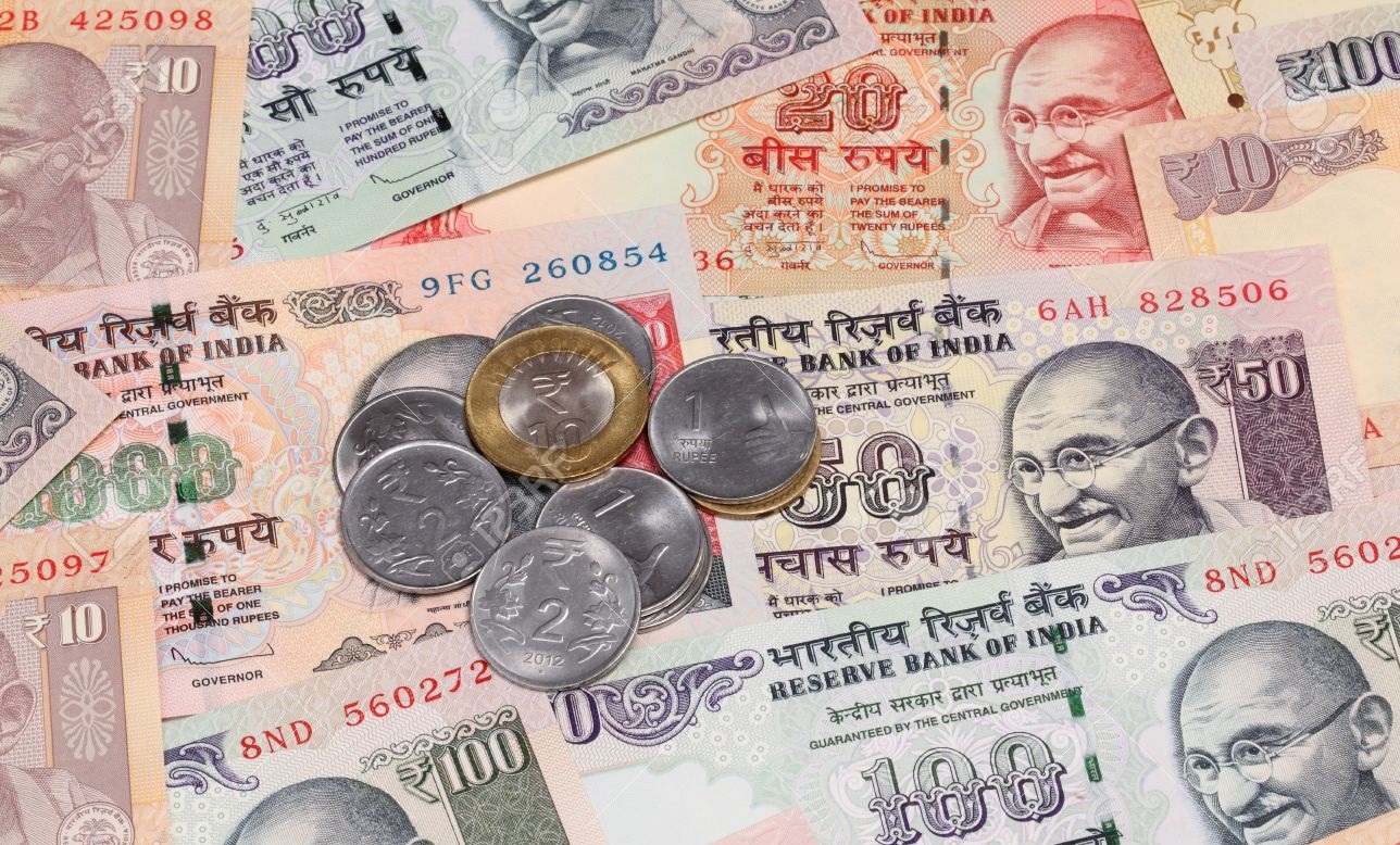 Indian rupee notes and coins