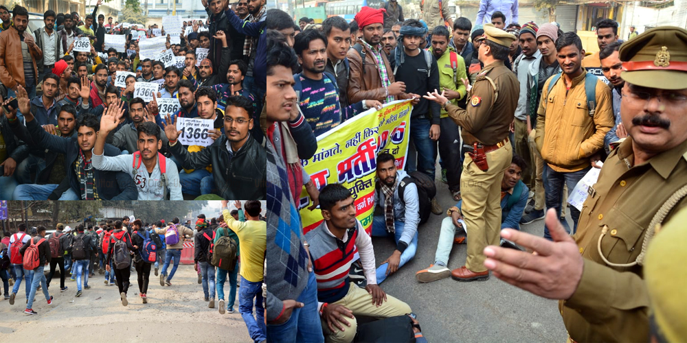 Police Recruitment 2015 Candidates Protest in Lucknow