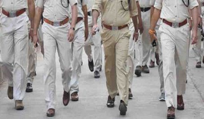 Flag marches of police administration regarding Holi festival